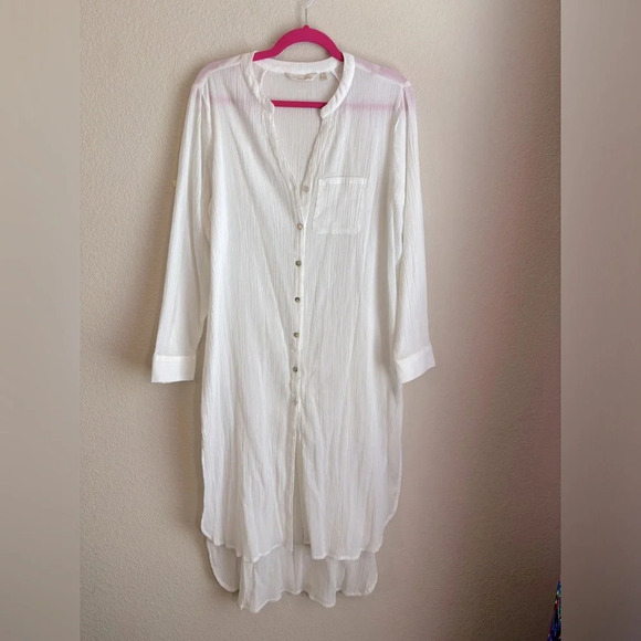 Soft Surroundings Button Down Midi Shirtdress Coverup - Picture 1 of 10